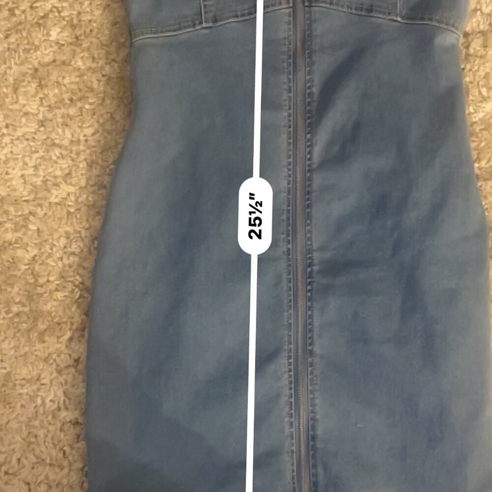 Forever 21 Denim Zip Front Bodycon Mini Dress (M) | NWOT - Picture 5 of 10